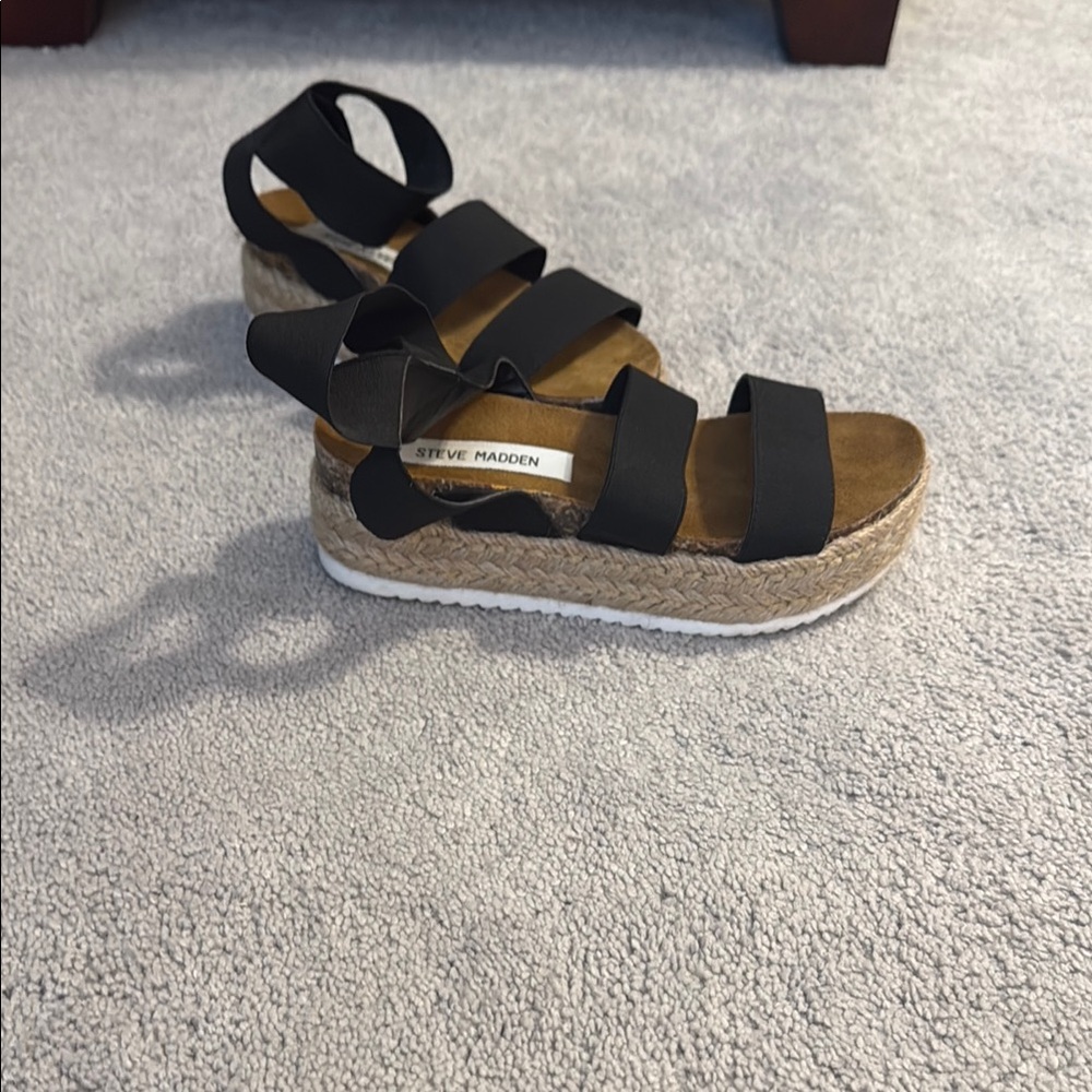 Steve Madden Black Espadrille Platform Shoes Women’s Size 5 Used